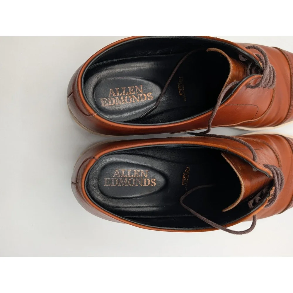 Allen Edmonds Park Avenue Oxford Sneakers Tan Leather Cap Toe Shoes Mens 11 D